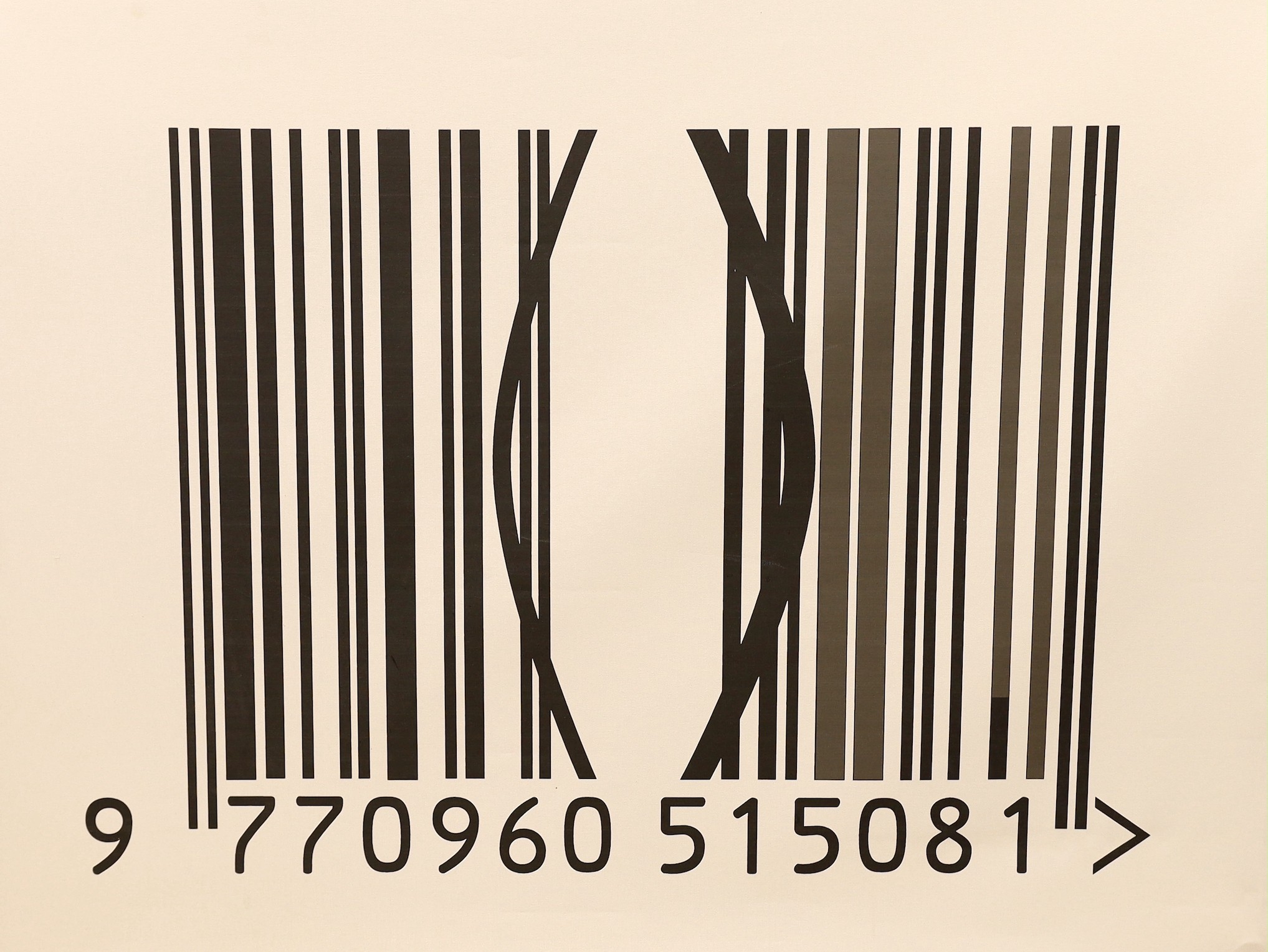 Modern British, printed canvas, 'Barcode', 112 x 142cm, unframed